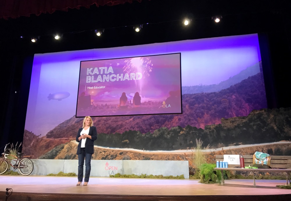 Katia Blanchard on stage in the Los Angeles Ace theatre 