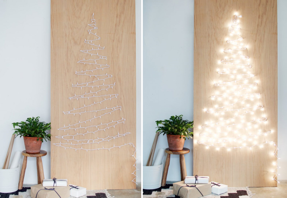 DIY christmas tree with lights on and off