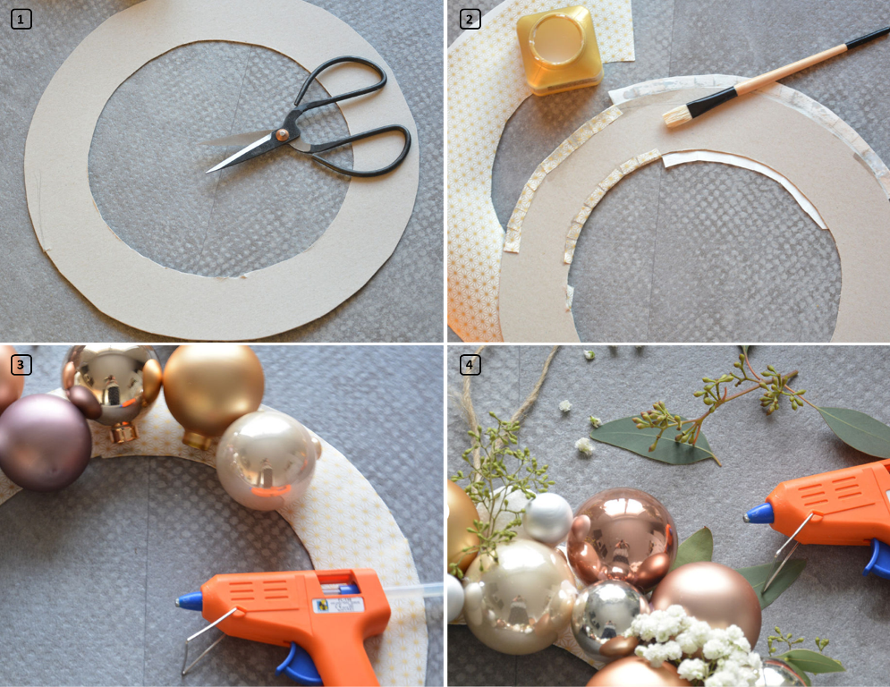 Steps for a homemade christmas wreath