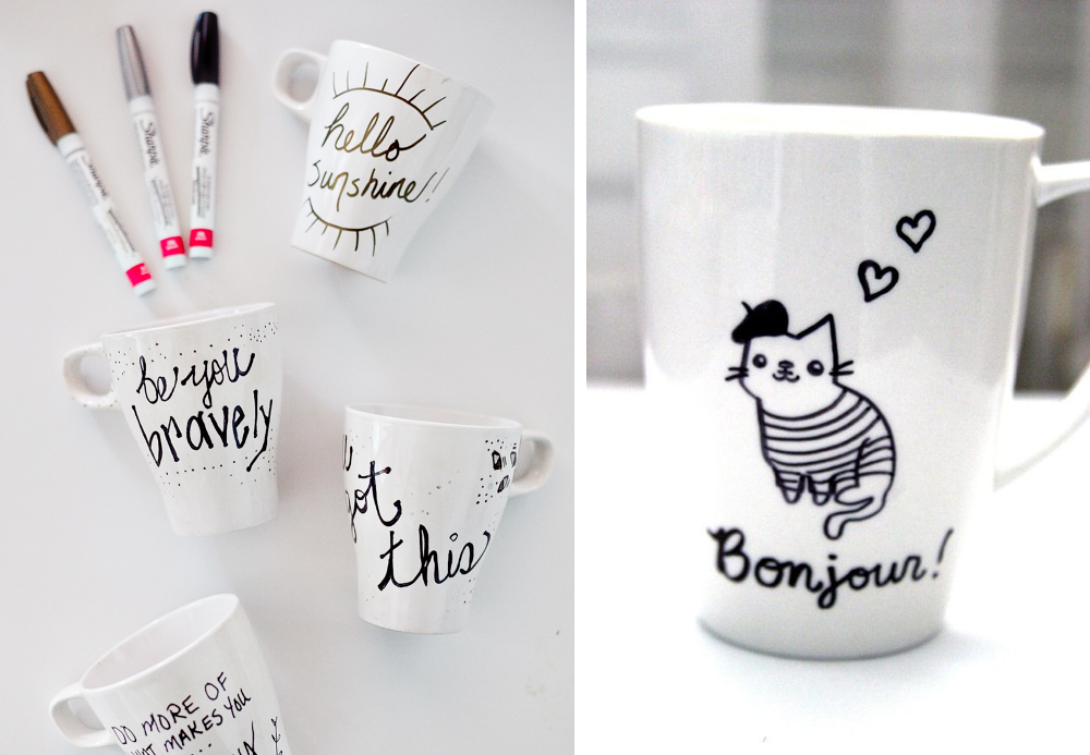 DIY project painting mugs