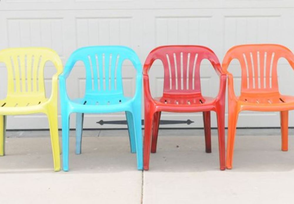 Coloured plastic chairs