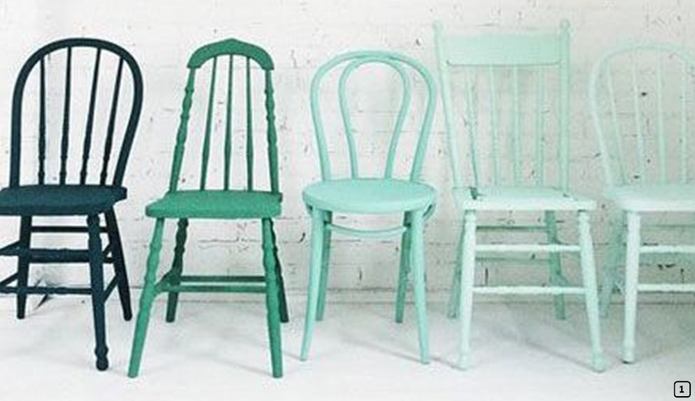 Chairs painted in green color