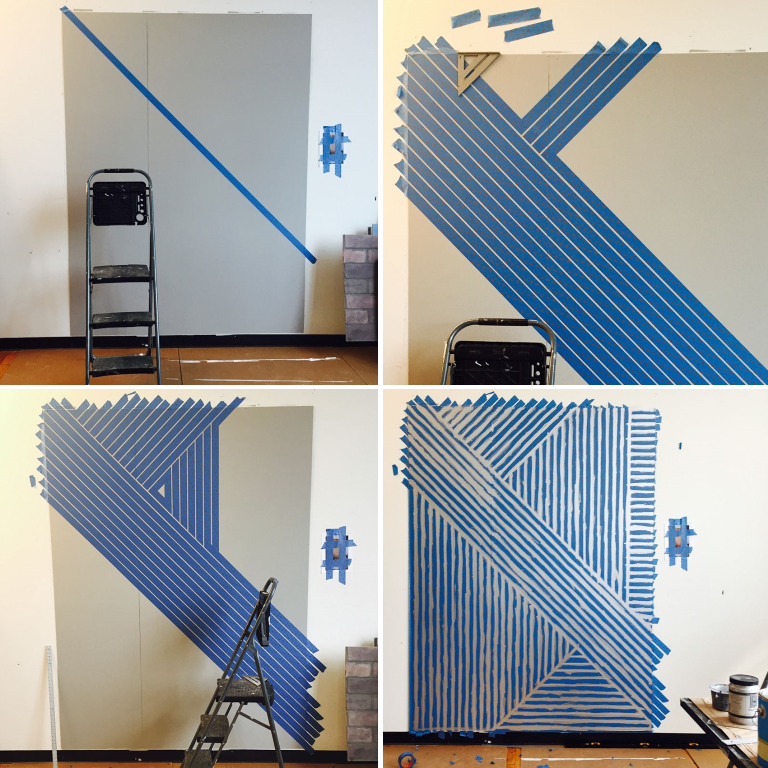 DIY steps to decorating a wall with making tape and paint