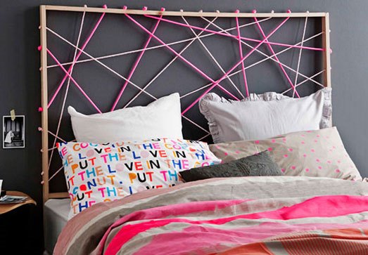 DIY headboard with ropes