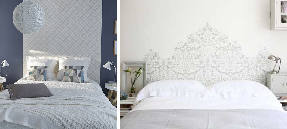 Headboards defined with wallpaper