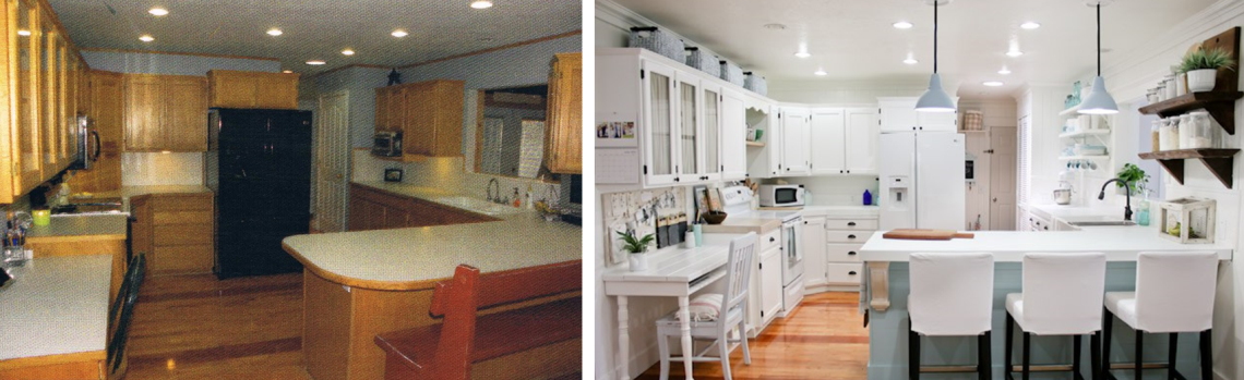 Before and after a whole kitchen makeover