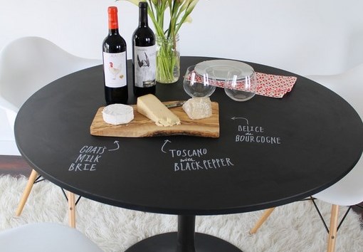 Chalkboard painted on a table