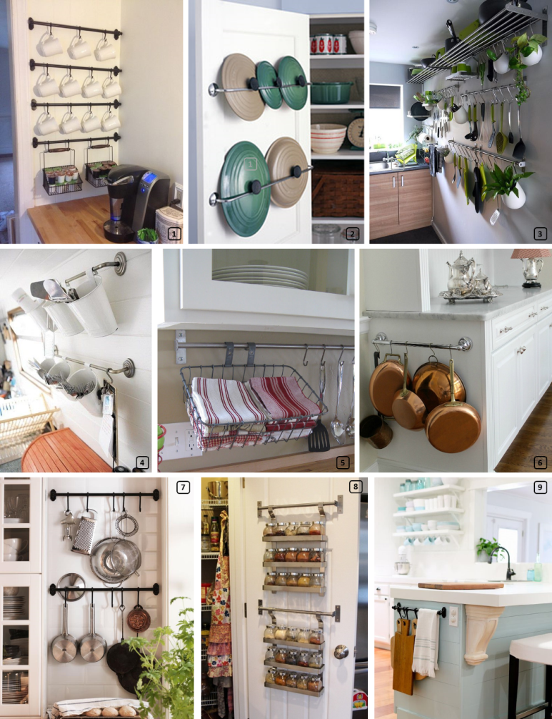 Towel rails in the kitchen for ingenious storage