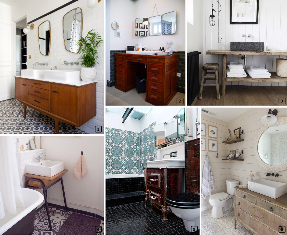 Original vanity units in bathrooms