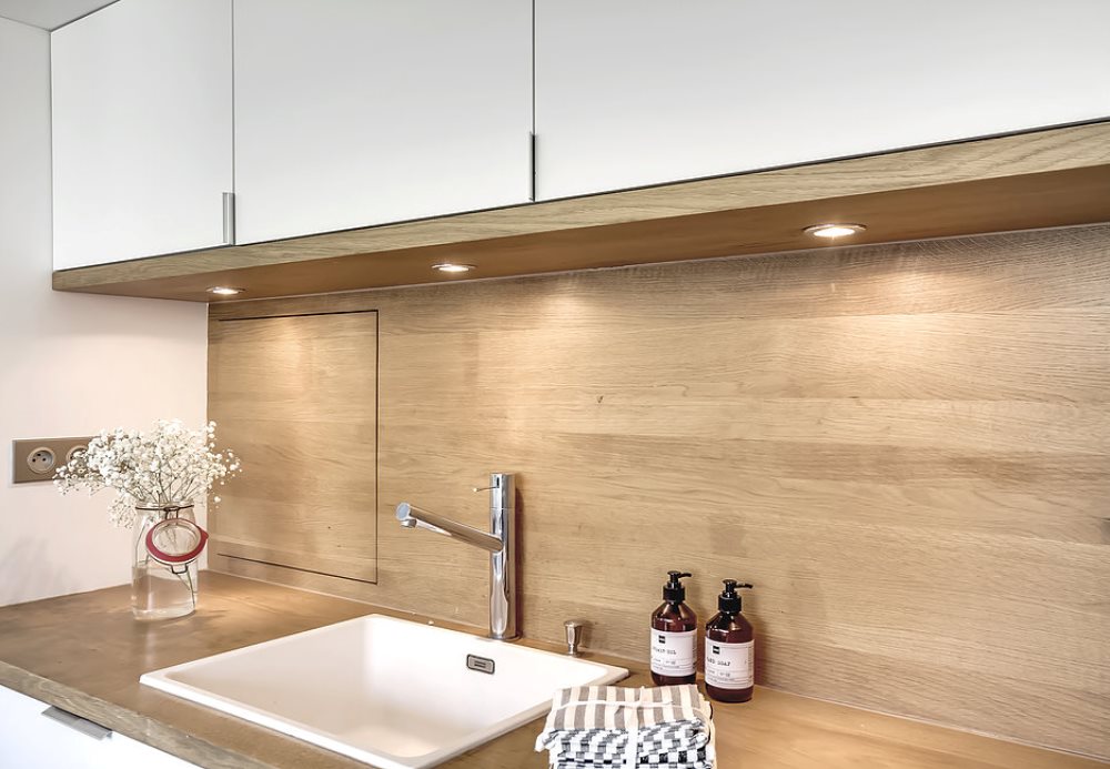 Wooden backsplash, from Atelier daaa