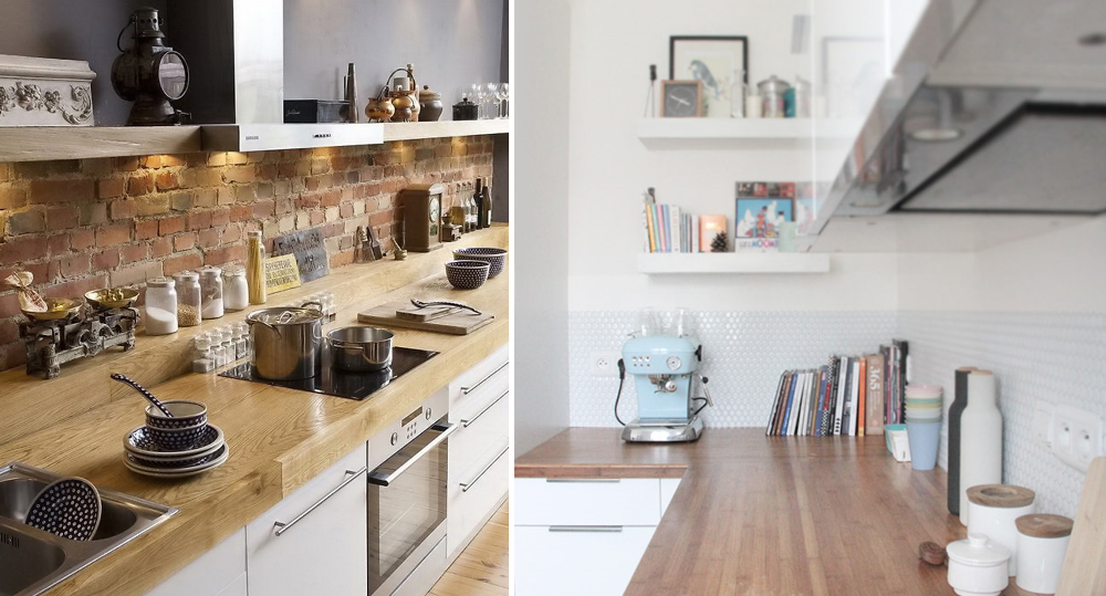 Brick and adhesive backsplash, from Nowa and Poligom