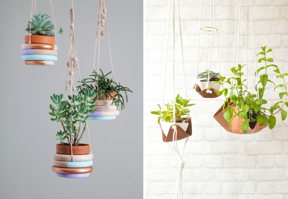 Suspended plants in original pots - BnbStaging the blog
