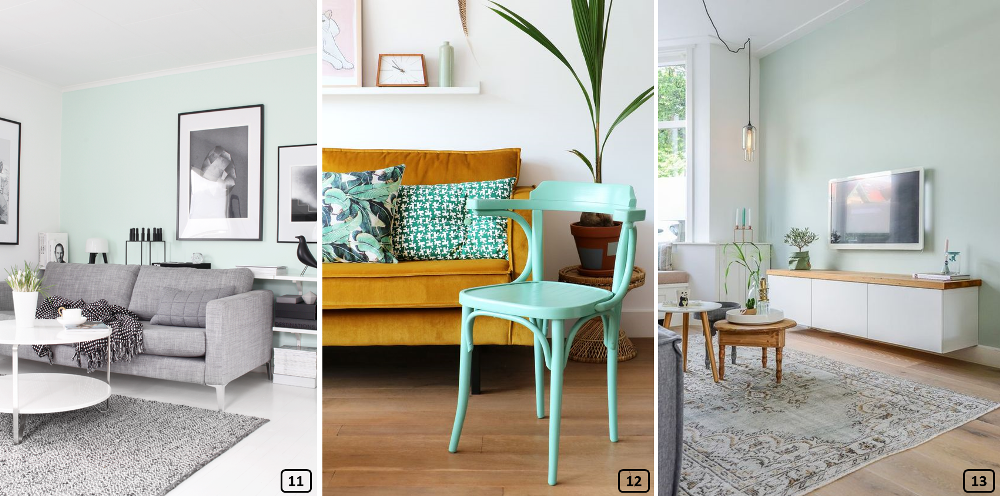 Mint colour in various home styles