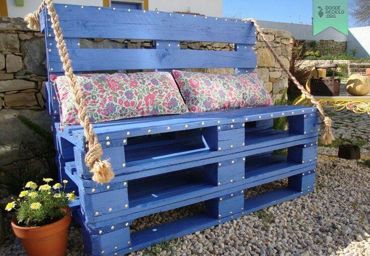 Outdoor bench made of wooden pallets