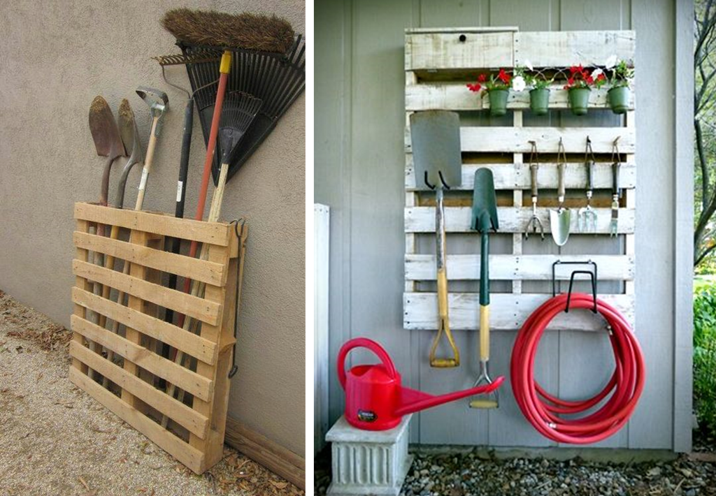 Outdoor storage cabinet made of pallets