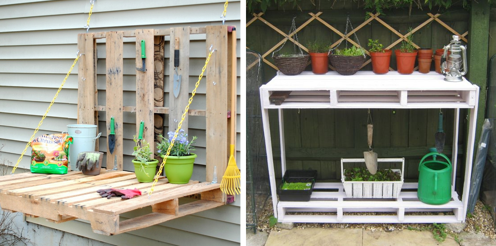 A garden workshop made of wooden pallets