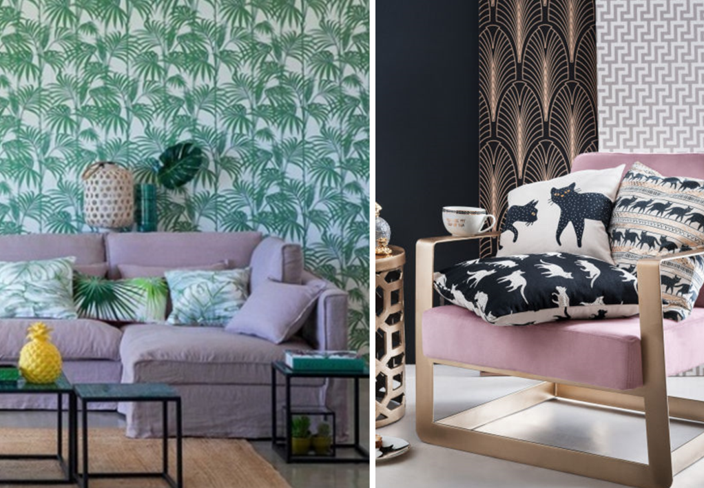 Pattern mixing by style with floral and animal designs