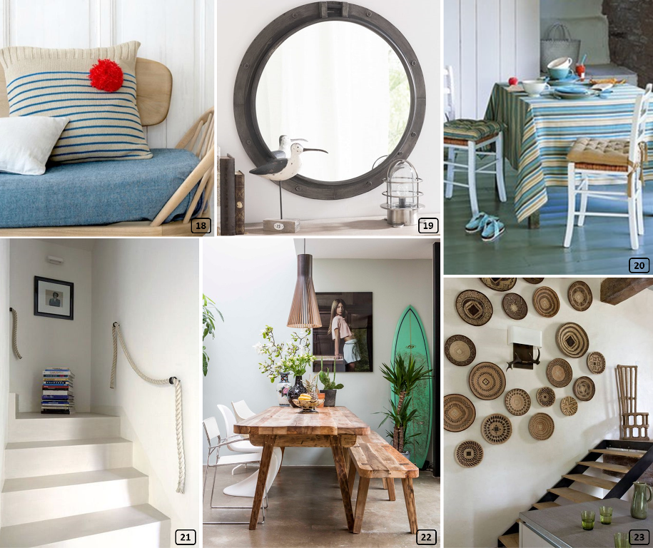 Mirrors, cushions, rope, surfboard... inside homes