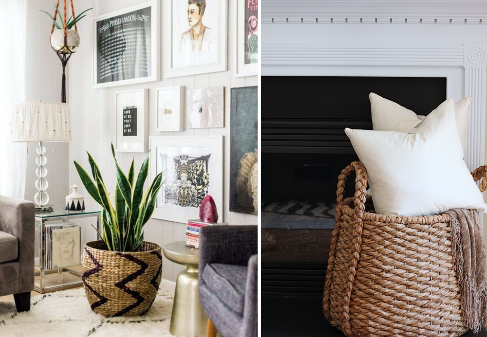 Woven baskets in interiors