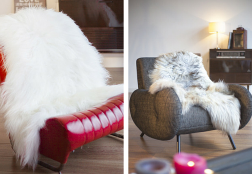 Sheepskins on two armchairs