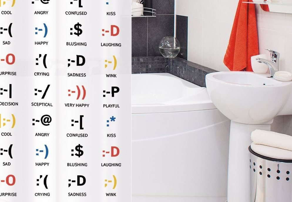 Funny shower curtain with smileys