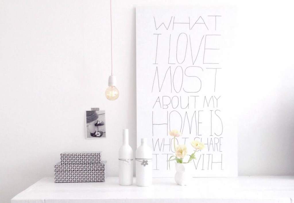 Statement poster on a white sideboard