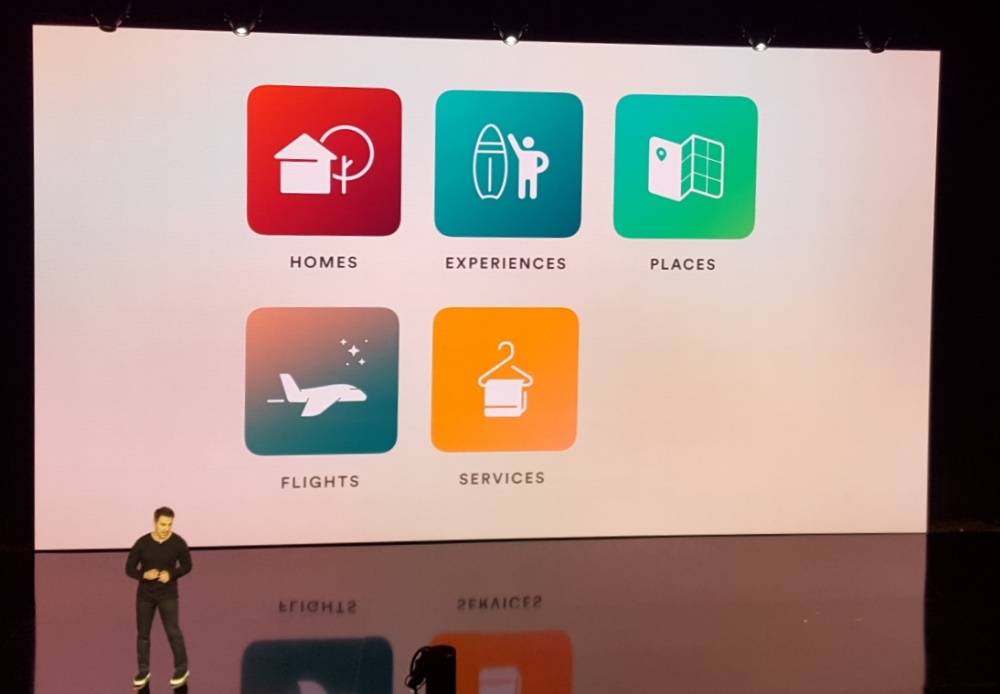 Brian Chesky on the Airbnb Open stage to reveal new services