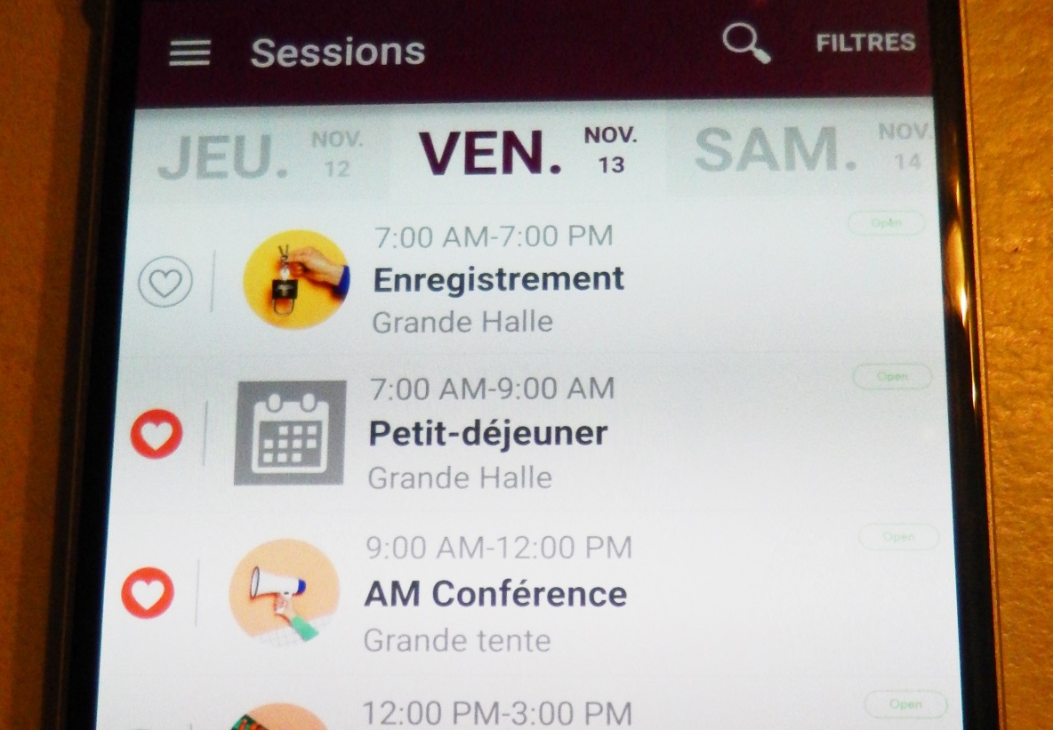 Airbnb Open Paris 2015 app on a smartphone